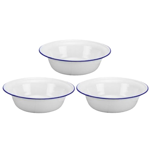 Tofficu 3 pezzi Ciotole Vintage in Smalto Alimentare Insalatiera e Scodella Zuppa Profonda Vaschetta Multiuso per Cucina e Frutta Facile da Pulire e Trasportare