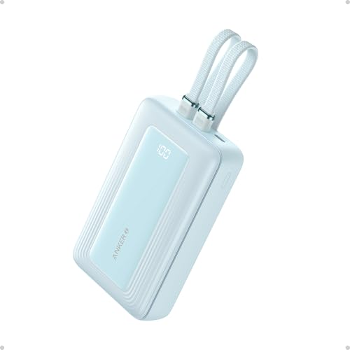 Image of Anker Zolo Power Bank, 10,000mAh 30W Max Fast Portable Charger with Built-in USB-C and MFi Certified Lightning Cables, USB-C&A, Battery Pack for iPhone 16 /15 Series, MacBook, Galaxy