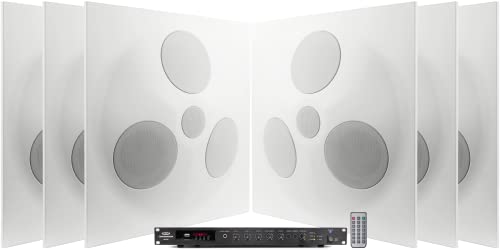 Pure Resonance Audio Auditorium Sound System with 6 360-Degree Drop Tile Ceiling Speakers and...
