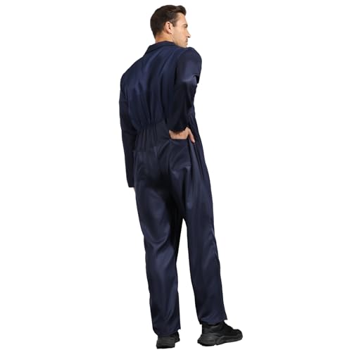 Navy Blue Jumpsuit for Men,Adult Coveralls Costume3