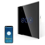 JIMEIDA Dimmer für Led Lampen, Dimmer Touch-Lichtschalter Kompatibel mit Amazon Alexa & Google Assistant，Schwarz Glas Panel Dimmer Ein Aus Lichtschalter Unterputz, 1-Poliger Ausschalter