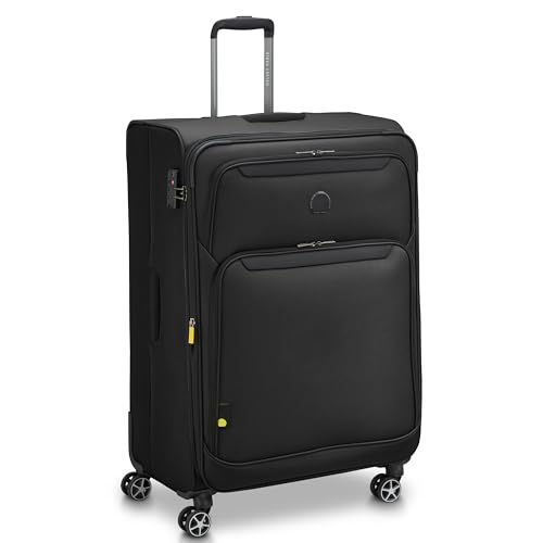 Image of DELSEY PARIS Jennifer 82 cms Large Check-in Polyester Soft Sided 8 Wheels and Expandable Spinner Suitcase /Trolley Bag for Travel with TSA Lock- Black