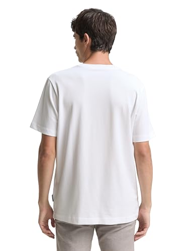 TOM TAILOR Herren Klassisches T-Shirt mit Piqué-Struktur, White, M – Ansicht 3