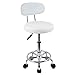 KKTONER Sgabello moderno in pelle PU con schienale e schienale girevole regolabile in altezza per poltroncina da lavoro girevole con poggiapiedi (bianco)