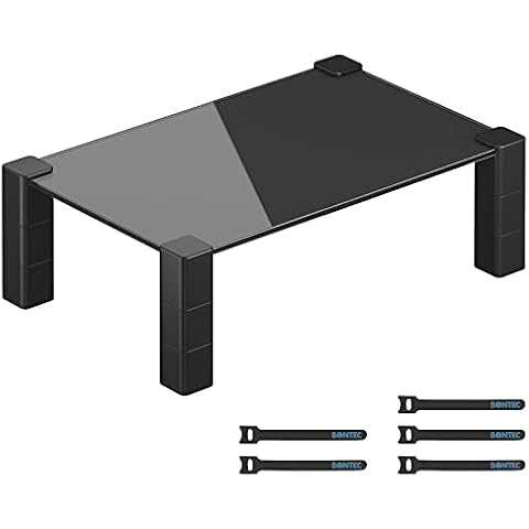 BONTEC Soporte Monitor de Vidrio Negro Cover