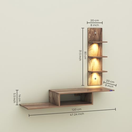 Image of Thomas Engineered Wood LED Light TV Unit Wall Mounted TV Unit Wall TV Stand TV Cabinet for Living Room, Set Top Box Stand - CoachWood (D.I.Y - Do-It-Yourself) Ideal for Up to 43 inch Inches