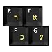 HQRP Hebrew Keyboard Stickers on Transparent Background for All Mac, PC Desktops & Laptops w/ Yellow Letters