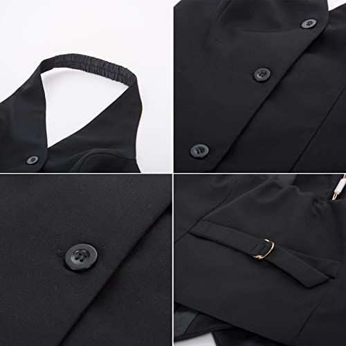 Belle Poque Women's Halter Neck Black Waistcoat Business Formal Suit Vest(Black,L) #TOP5
