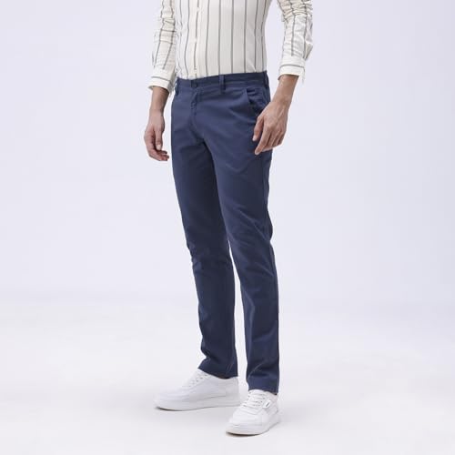 Image of BASICS Premium Cotton Stretch Formal Trousers for Men | Office Pants