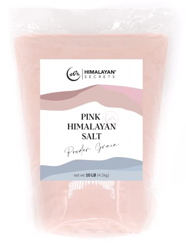Himalayan Secrets Pink Rock Salt - 10Lb - Coarse, Fine, Powder Grain Bulk Size - 100% Natural & Unrefined (Powder (0.1-0.3Mm)) #TOP6