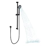 Vanbus Handheld Shower Head with Slide Bar, Adjustable shower slide bar with 59-Inch Hose, 5-Function 3.2GPM High Pressure Handheld Shower Head with Drop Ell and Holder, Matte Black