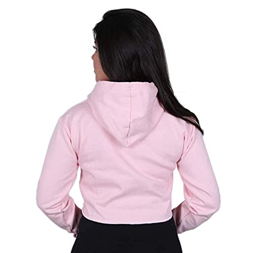 Cropped Moletom Flanelado Com Capuz Liso Arietto Cor:Rosa:Tamanho:M