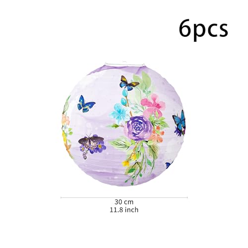 Image of Butterfly Paper Lanterns Butterfly Hanging Decorations Round Pink Paper Lanterns Ceiling Decorations for Birthday Baby Shower Theme Party Supplies Room Decor