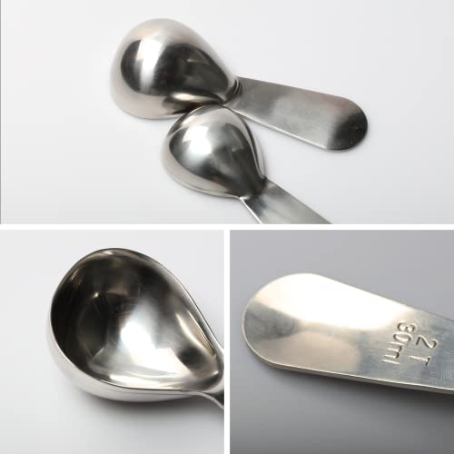 Coffee Measuring Scoop For Ground Coffee : 2 Pieces Tablespoon Measure Spoon, Protein Powder Scoop, Stainless Steel Scoop, Measuring Scoops For Canisters, Coffee Bean Scoop #TOP7