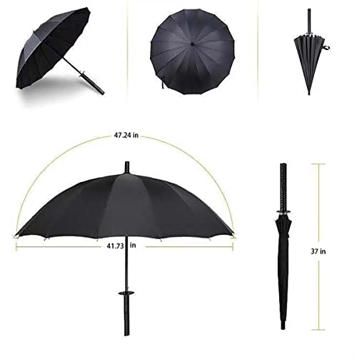 WPOYM Samurai Umbrella Umbrella Creative Semi-Automatic Samurai Umbrella,Windproof Outdoor Umbrella.Sun Protection Umbrella Black.The Best Creative Gift.