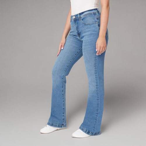 kensie Jeans for Women The Savannah High-Rise Flare Trouser Hem 32-Inch Inseam, Size 0-144