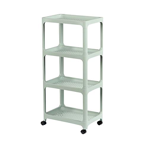 FeiGuo Estante de Almacenamiento, Estante de Almacenamiento de plstico Multi-Capa, con Ruedas, 40.5x27x86.5cm, para bao, Cocina, Sala de Estar (Color : Green)