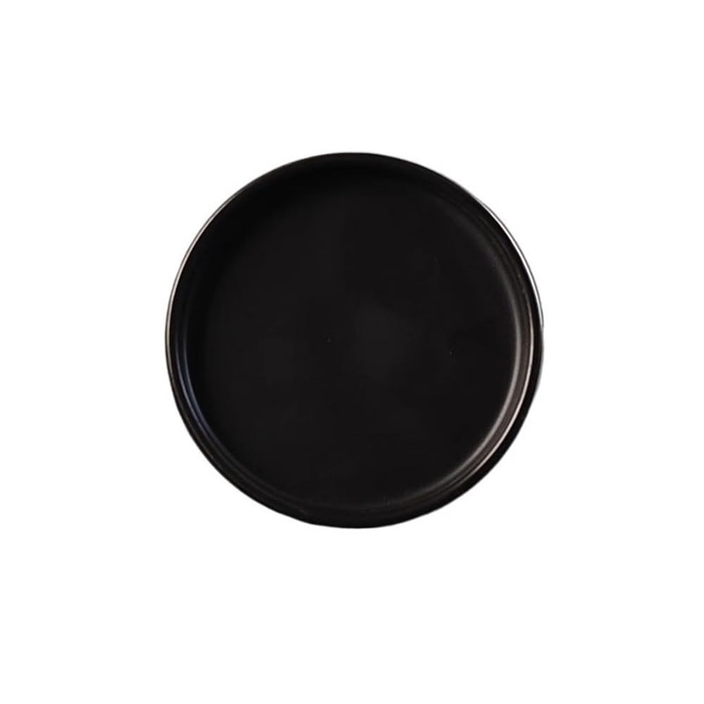 Plant Saucer Round Plant Pot Saucers Ceramic Flower Drip Tray(Black,Small)