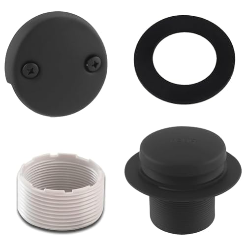 Hxhsgmeh Kit di Scarico per Vasca da Bagno Nero con Troppo Pieno, Piletta per Vasca da Bagno sulla Punta dei Piedi e Piastra di Copertura Troppo Pieno a Due Fori, Misura Universale