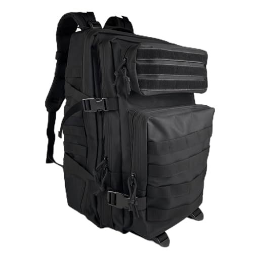 CHALVIOR Zaino Tattico Militare 45 Litri, Tessuto Oxford 900D Impermeabile Grand Zaini da Hiking, Zaini Molle Professionale Grande, per Escursionismo Campeggio Alla Trekking Scalare Montagne, Nero