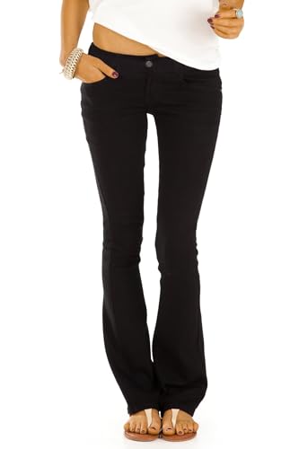 Generisch Damen Basic Boot Cut Hüftjeans - Slim FIt Schlag Jeans Hose in Schwarz - j74kw (DE/NL/SE/PL, Alphanumerisch, S, Regular, Regular, schwarz)