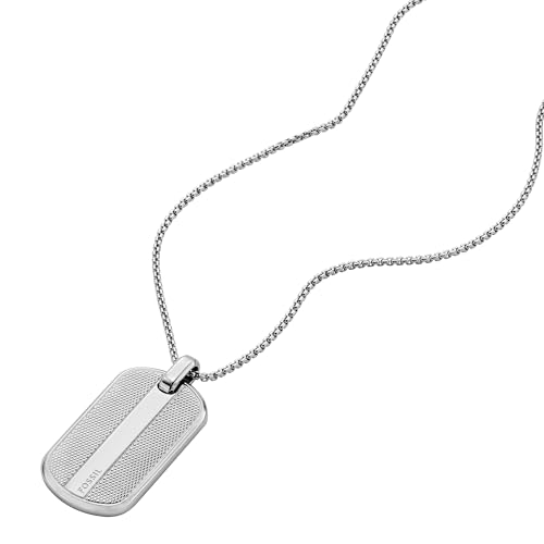 Fossil Men's Knox Knurled Texture Stainless Steel Dog Tag Necklace by Fossil - Used condition - Image 3