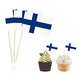 100 Stück Finnland Flagge Zahnstocher Kuchen Topper Cocktail Essen Dekorationen Kleine Mini Stick Cupcake Topper Picks für Feiern Party Supplies
