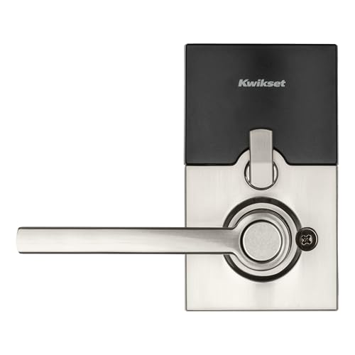 Kwikset SmartCode 917 Keypad Keyless Entry Contemporary Residential Electronic Lever Lock Deadbolt Alternative with Halifax Door Lever and SmartKey Security, Satin Nickel thumbnail 3