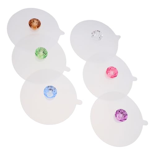 Ciieeo Lot De 6 Couvercles De Tasse En Silicone Transparent 12 Cm Couvercle Hermétique Anti-Poussière Avec Décor Diamant Pour Cuisine Maison Bureau