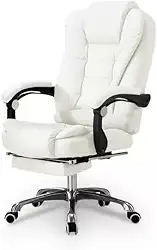 Cadeira De Escritório Giratória Reclinável Presidente Com Apoio para Pés Cor:Branca