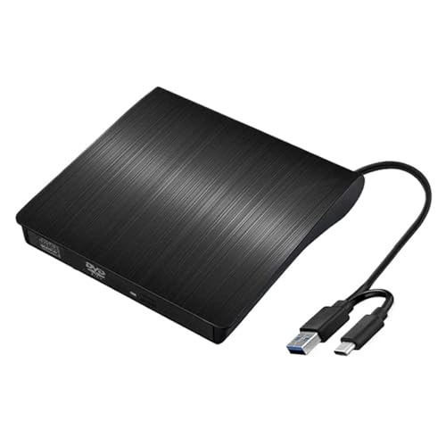 ZGJIAJU Reproductor de DVD Unidad De Grabadora De CD RW Externa Delgada USB 3,0, Reproductor De Lector De Grabadora, Unidades Ópticas For Ordenador Portátil, PC, Grabadora De DVD Portátil(Black)