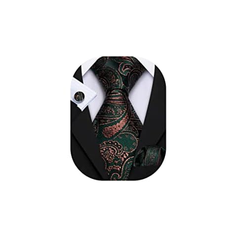 YOHOWA Paisley Neckties for Men Silk Jacquard Designer Wedding Party Pocket Square Cufflinks Cover