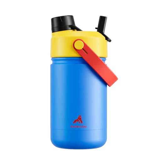 12 oz Kids Stainless Steel Water Bottle: Leakproof, BPA-Free, Keep Cold 24H, Easy Clean, Car Cupholder Friendly, Insulated Cup with Straw Spout Lid for School, Sports, Travel, Gift (Sailor Quack)