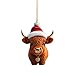 Kuh Weihnachtsschmuck 2D Acryl Cartoon Kuh Dekorative Ornamente Kuh Anhänger Christbaumschmuck Lustig Deko Anhänger Weihnachtsanhänger Weihnachtsbaum Deko Weihnachtsdekoration für (1-F, One Size)