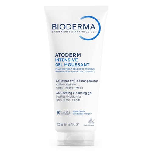 BIODERMA Atoderm Intensive gel moussant - Nettoie, purifie, aide à apaiser les démangeaisons - Base nettoyante surgrasse - Prescrit par des dermatologues -...