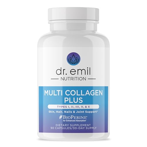 DR. EMIL NUTRITION Women's Multi Collagen Pills | Collagen Supplements | Support Hair, Skin, Nails & Joints | Hydrolyzed Collagen Supplements | Types I, II, III, V & X | 90 Capsules