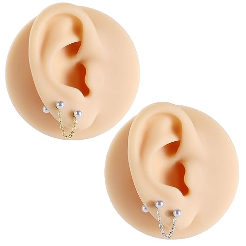 Gagabody 16G Cartilages Earrings Conch Earring Bar 6Mm Industrial Piercing Jewelry Gold Helix Earrings Cartilage Chain Earring Jewelry Surgical Steel Chain White Pearl Helix Barbell thumb #2