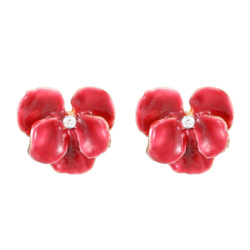 Pendientes irregulares de orquídea de mariposa para mujer, aretes de flores esmaltadas vintage, aretes de pétalos de flores de moda para fiestas de vacaciones