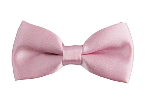 Soophen Solid Banded Bow Ties -Pink #TOP9
