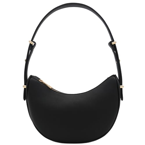 Small Crescent Smooth Faux Leather Underarm Shoulder Bag