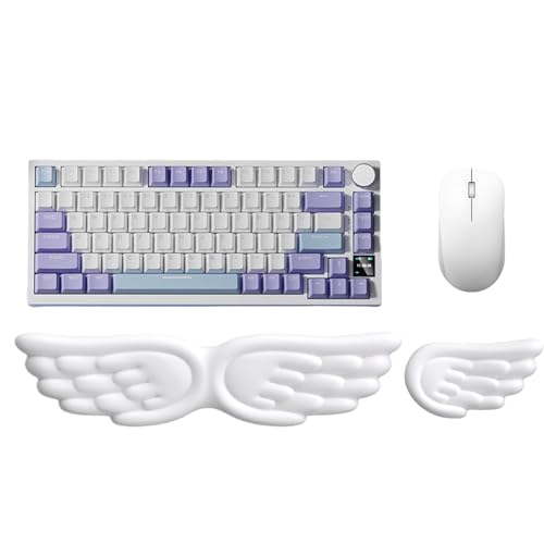 Angel-Flügel Handgelenkstütze: 430×105 Handballenauflage Tastatur, Handauflage Tastatur Mit PU Leder, Ergonomische Maus Handgelenkauflage, für Büro und Zuhause