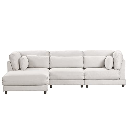 Merax 2 Pieces L Shaped Sofa With Removable Ottomans And Comfortable Waist Pillows, 4, Beige #TOP3
