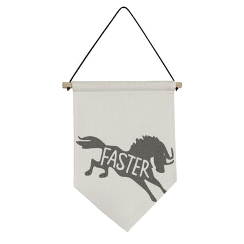 Drapeau en toile naturelle cheval noir suspendu pour decoration interieure