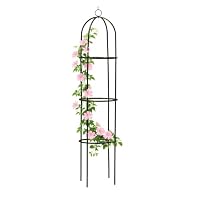 Metal Garden Obelisk Climbing Plant 1.9m Flowers Steel Frame Wgo Trellis Vines Floral Decor Yard Round Weather-Proof Metal
