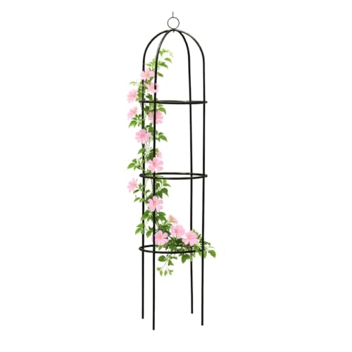 Metal Garden Obelisk Climbing Plant 1.9m Flowers Steel Frame Wgo Trellis Vines Floral Decor Yard Round Weather-Proof Metal