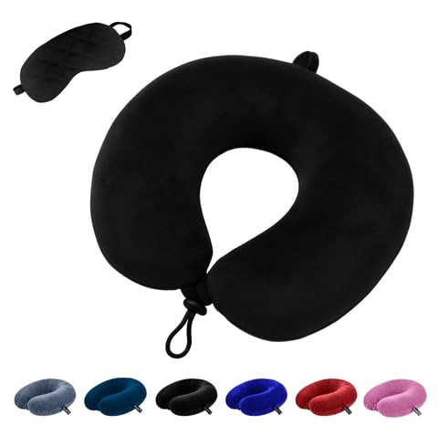 Premium Neck Pillow for Travel with Eye Mask – Soft & Comfortable Neck Pillows for Sleeping | Neck Support Pillow for Men & Women (Black)-picture-52