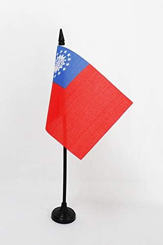 AZ FLAG, Burma Old Table Flag 4'' x 6'', Burmese Office Mini Banner 100% Polyester 15 x 10 cm