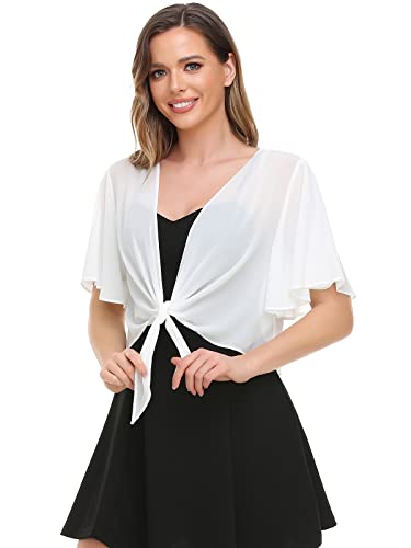 Image of Womens Shrug Chiffon Shawl Wraps Open Front Tie Top Cardigan for Evening Dress