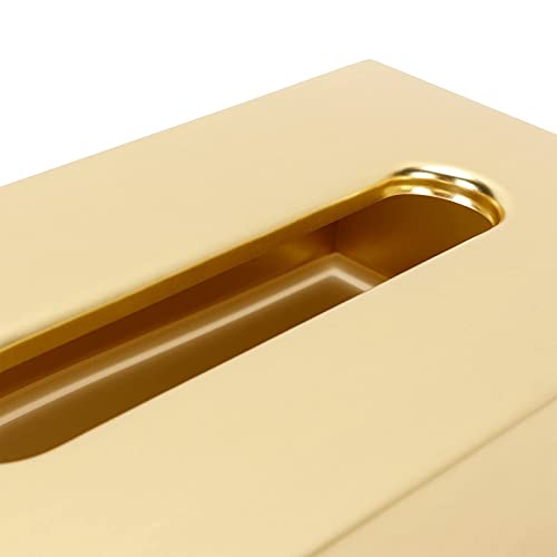 2Pcs Rectangular Tissue Box Cover, Gold Stainless Steel Paper Facial Cover Facial Tissue Box Holder Decorative Tissue Dispenser For Dressers Bathroom Vanity Decor #TOP7
