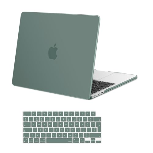 Coque MacBook Air 13 M5 M4 M3 M2 rigide verte avec film de clavier pour modè​les A3449 A3240 A2681